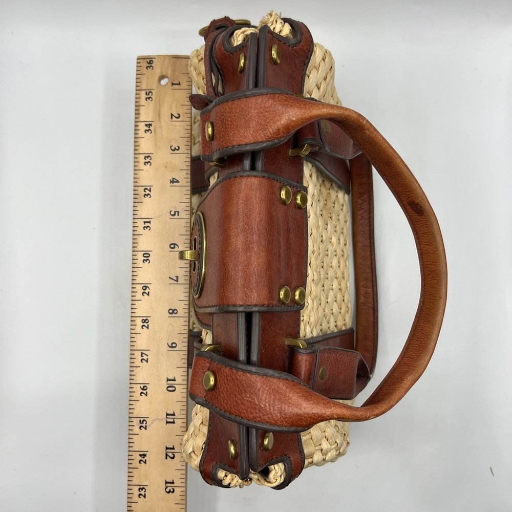 New‎ Fossil Vintage Reissue Large Woven Straw Leather Trim Handbag, $198 - Picture 13 of 15